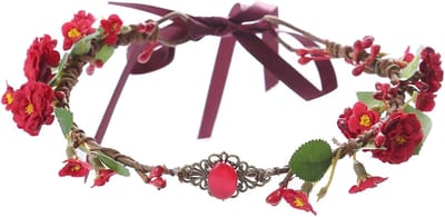 Bloemen Kroon - Bloem Garland Hoofdband - Bruiloft Foto's - Handgemaakt met Draad - 17 x 17 x 5 cm