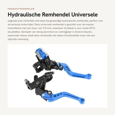 Dailygoods- Remhendel Hydraulisch - Universeel - Motorfiets - Koppeling - Aluminium - 1 Paar - 22 mm (7/8") - Motorrem