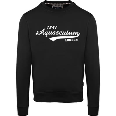 Aquascutum Unisex sweatshirt met logo, geribd, normale pasvorm en lange mouwen (Zwart)