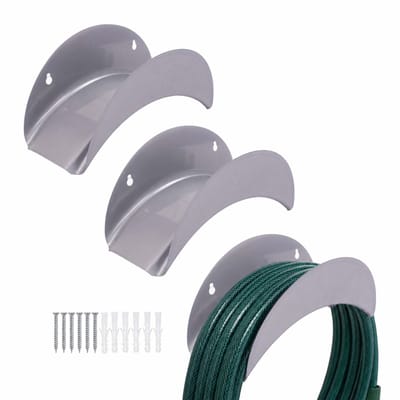 Slanghouder - set van 3 - tot 38 m tuinslang - zilver