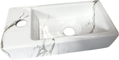 Wiesbaden Rhea S mini fontein links 36,5 x 18 x 9 cm keramiek carrara