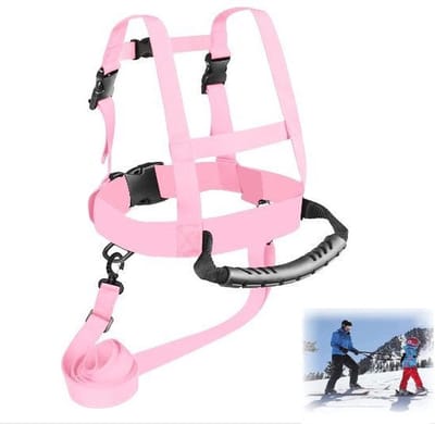 Skiharnas voor kinderen - Skituigje kinderen - Ski-accessoires - Verstelbaar ski-schouderharnas - Voor kinderen en beginners Schaatsen, Skateboarden, Snowboarden, Skaten, Fietsen (roze)