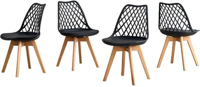 Eetkamerstoel – Stoel – Kuipstoel – Keukenstoel – Woonkamerstoel – Scandinavisch Design – PU Kunstleer – Beukenhouten Poten – Ergonomisch Comfort – Max. Draaggewicht 136 kg – Wit