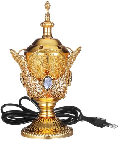 Dailygoods - Elektrische wierookbrander - Metalen wierookhouder - Perfect voor yoga en spa - Goud - Interieurdecoratie - Aromatherapie - Geschikt voor...