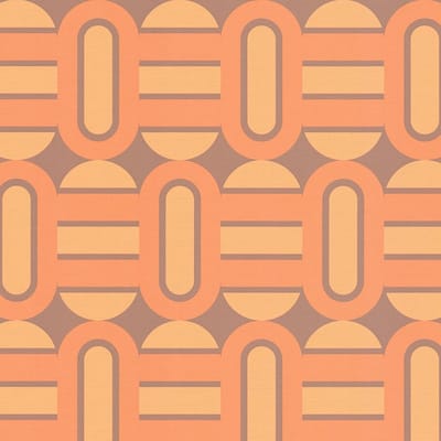 Retro behang Profhome 395362-GU vliesbehang hardvinyl warmdruk in reliëf licht gestructureerd met geometrische vormen mat bruin oranje saffraangeel 4,5 m2