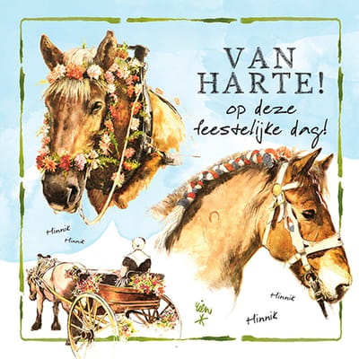 Comello - Wenskaart Rien Poortvliet - Van Harte - 10 x 10 cm - Blanco Binnenkant - Inclusief Envelop