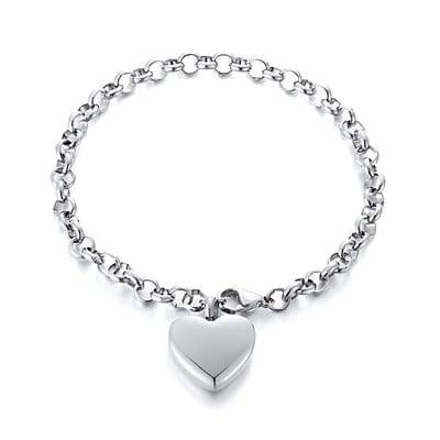 As Armband - Ashanger Armband Urn - Assieraad Zilver - Hart - Graveerbaar - Small