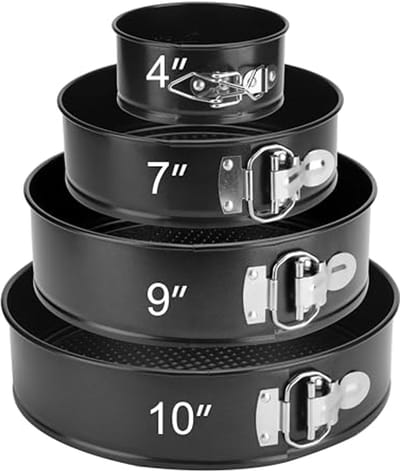 Set van 4 springvormen met afneembare bodem, 11/18/23/26 cm, rond en rechthoekig, antiaanbaklaag