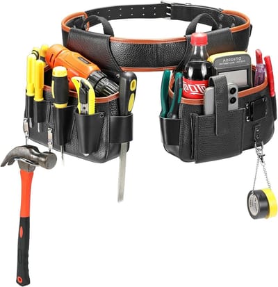 Leren Gereedschapsriem met Hamerhouder voor Timmerlieden, Tuinierders en Bouwprofessionals - Duurzame Tool Bag voor Efficiënt Werken
