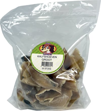 Grote Kalfshoeven Kauwsnack voor Honden | 100% Rund | 25 stuks