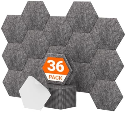36 Pack Geluidsabsorberende Hexagon Panelen - Geluidsisolerende Behandeling voor Opname, Podcasting en Streaming - Donkergrijs