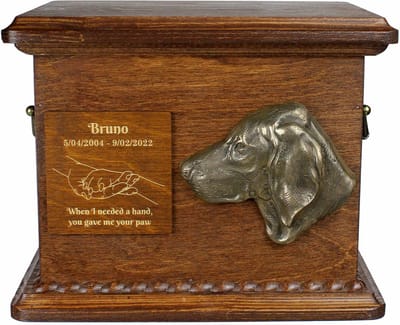Weimaraner urn hond - gepersonaliseerde urn hond met gravure en reliëf voor hondenas