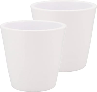 DK Design Bloempot/plantenpot - 2x - Vinci - wit mat - voor kamerplant - D16 x H18 cm