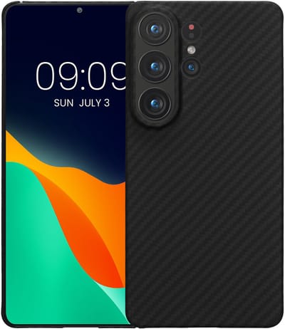 kalibri hoesje geschikt voor Samsung Galaxy S26 Ultra - aramidehoes voor smartphone - mat zwart
