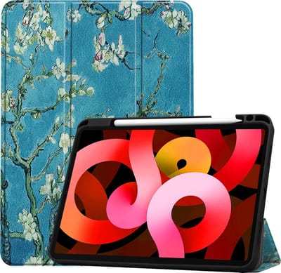 Hoesje Geschikt voor Apple iPad Air 5 (2022) - 10.9 inch - 5e Generatie - M1 - Dun & Stevig - Trifold Bookcase - Hard Cover Case - Met Uitsparing Geschikt voor Apple Pencil - Hardcover Book - Tablet Hoes - Bloesem