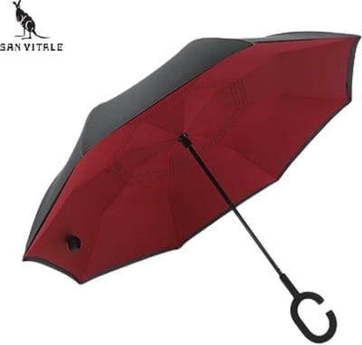 San Vitale® - Unieke reversible Windproof Paraplu - Paraplu opvouwbaar - Paraplu's - Wijn rood