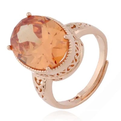 Deja Jewels Damesring - Verstelbaar, Met Grote Ovale Champagne Zirkonia Steen