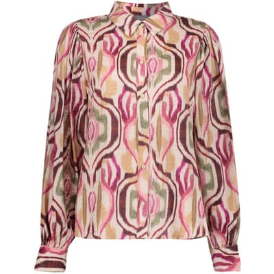 Geisha Blouse Blouse Met Kleurrijke Print En Glans 63640 20 Sand/ Burgundy Dames Maat - S