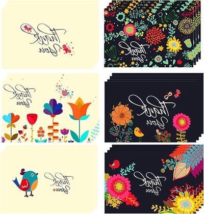 Bedankkaartjes 24-pack - Wenskaarten assortiment - Feestelijke uitnodigingen - Aquarel bloemen designs - 20 x 12 x 5 cm - Multicolor