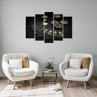 5-Delige Wanddecoratie Set - Royal Flush Poker Thema Schilderij Poster | 120x80 cm | Wandkunst voor Woonkamer en Kantoor