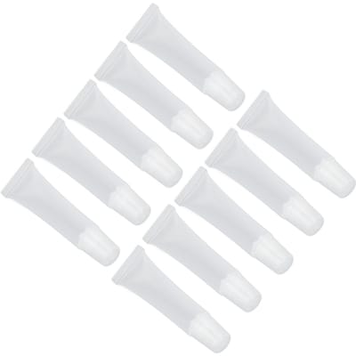 Lot de 10 tubes vides pour gloss à lèvres, 15 ml, en PVC, pour cosmétiques et bricolage white