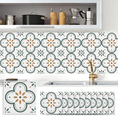 Dailygoods- Tegelstickers Waterdicht - Plaktegels 20x20 cm - 10 Stuks - Krasbestendig - Hittebestendig - Klassiek Patchworkpatroon