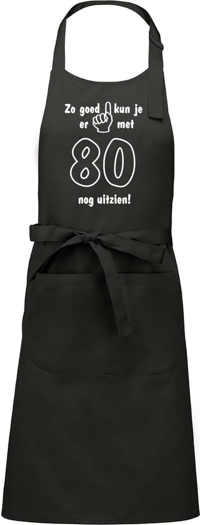 Mijncadeautje - Keukenschort - BBQ schort - Zo goed kun je er uitzien met 80 jaar - chique grijs