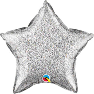 Stervormige Folieballon Zilver Glittergraphic - 50cm