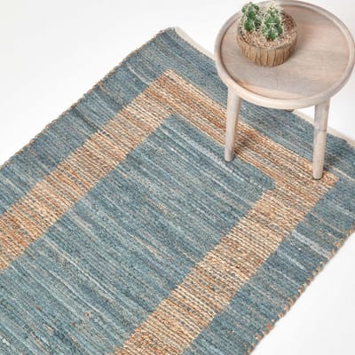 Homescapes Chindi verandakleed van hennep en katoen, grijs en beige, 160 x 230 cm