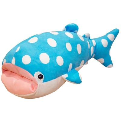 55 /80cm Zacht Blauwe Grote Ogen Walvis Pluche Speelgoed Gevuld Zee Dieren Haai Pluche Pop Dutje Slaapkussen Baby Kinderen Speelgoed voor Kind Cadeau 80cm