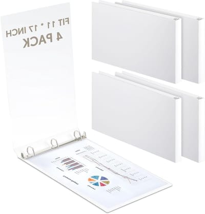 Ringmappen 3 ringen - Presentatiemappen D-ring - Documenten organiseren - Zwaar belastbaar PP materiaal - 28 x 45 cm - Wit