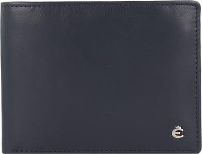 Esquire Leren Portemonnee Harry RFID Wallet Quer with Flap Blue Donkerblauw