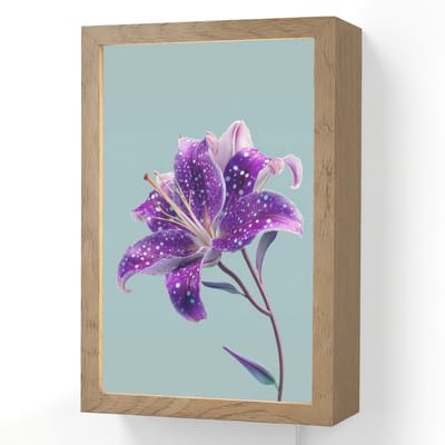 Wandlamp 20x30 cm - Oplaadbaar - Lelie - Bloem - Paars - Stippen - Wandlampen binnen woonkamer - Slaapkamer lamp met kabel - Decoratieve nachtlamp - Vloerlamp snoer