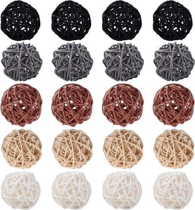 Set van 20 Natuurlijke Rieten Ballen voor DIY Creaties, Bloemdecoratie en Feestversiering - 3 cm