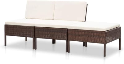 Tuinbank Set - Loungeset Buiten - Ontspannen Zomeravond - Modulair Ontwerp - 3-delig - Bruin