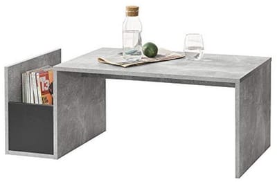 Salontafel met opbergvak in betonlook en zwart - 90x45x35 cm