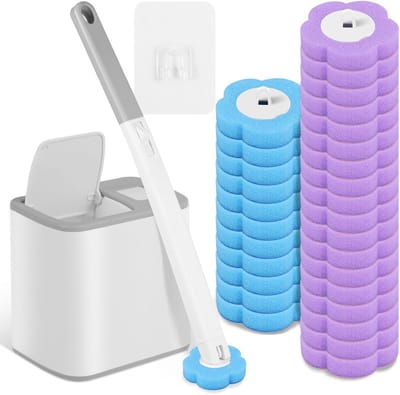 Dailygoods- Toiletborstelset met verlengde handgreep - 30/36 stuks reiniger navullingen - Toiletreinigingsset - Eenvoudig te vervangen - Efficiënte reiniging - Comfortabel in gebruik - Toiletborstel