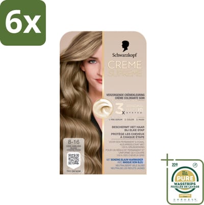 Schwarzkopf - Haarkleuring - Creme Supreme 8-16 - Cool Asblond - 245g - Voordeelverpakking - 6 stuks - Haarkleur - Permanente haarkleuring