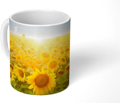 Mok - Koffiemok - Zonnebloem - Zon - Wolken - Mokken - 350 ML - Beker - Koffiemokken - Theemok