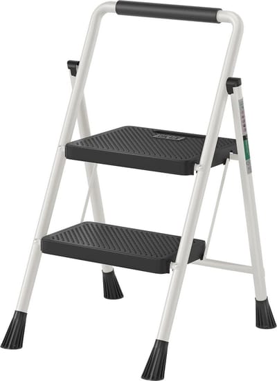 Lichtgewicht 2-traps Vouwladder met Antislippedalen - Multifunctionele Trap voor Huishouden en Kantoor