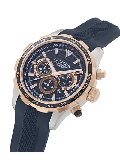Nautica Nst Analoog Horloge Marine Kleur Kast: 100 % Roestvrij Staal | Band: 100 % Siliconen 46 mm NAPNSF304, NAPNSF305