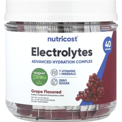 Elektrolyten, Geavanceerd Hydratatie Complex, Druif, 40 Stickverpakkingen, 4G (0.1Oz) Elk