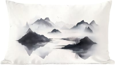 Sierkussens - Kussentjes Woonkamer - 60x40 cm - Bergen - Mistig - Water - Wit