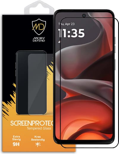 MobyDefend Screenprotector - Geschikt voor Motorola Moto G15 - Screensaver Met Zwarte Randen - Gehard Glas