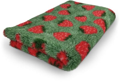 Vet Bed Aardbei - Antislip Hondenmat - 2 Stuks - 75 x 50 cm - Groen - Waterafstotend - Latex Antislip - Benchmat Hond - Hondendeken - Hondenkleed - Machinewasbaar
