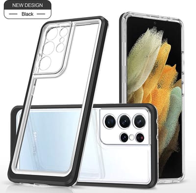 Hoesje Geschikt Voor Samsung Galaxy S21 Ultra hoesje Transparant backcover met bumper case – Zwart – oTronica