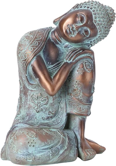 Boeddhabeeld Hars - Zittend Beeldje - Zen Creëren - Antiroest Materiaal - 17 x 12.5 x 23 cm - Bronskleur