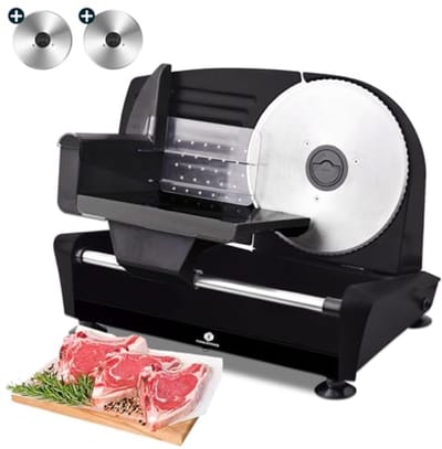 Professionele Vleessnijder voor de Keuken - Inclusief 2 Rvs Snijbladen - Dikte Instelbaar - Multifunctionele Slicer - Krachtige Motor - All-in-one Snijder