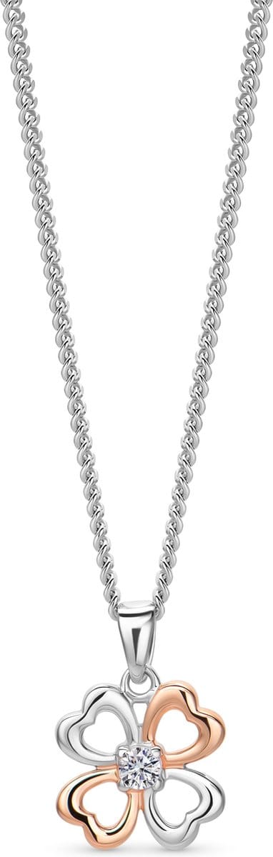 Miore Pure Collier Ketting Dames - Verguld Zilver - Met Zirkonen - Hypoallergeen - 46 cm