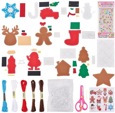 Dailygoods- Knutselset kerstthema - Naaien - Vilt - Pluche maken - Doe-het-zelf - Set voor beginners - Handwerk - Naaiset